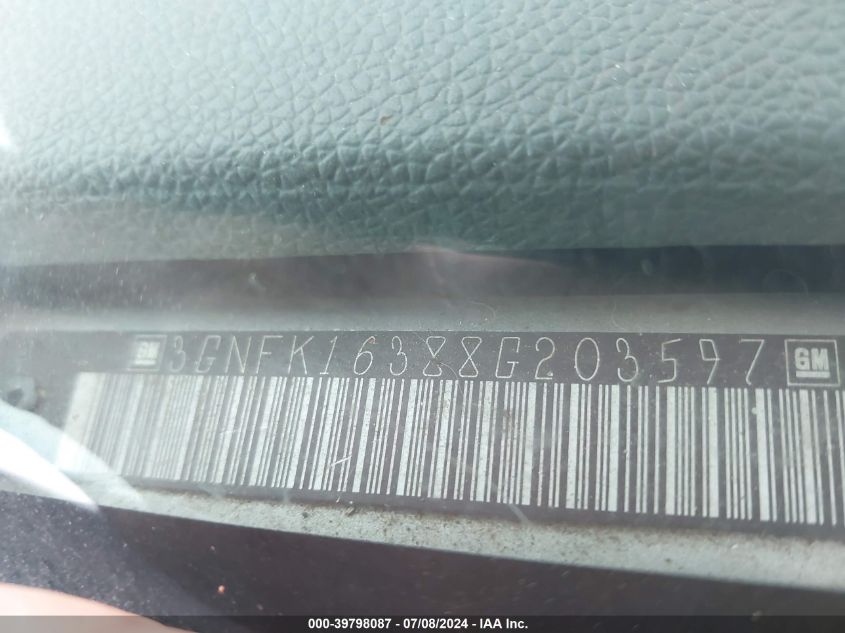 2008 Chevrolet Suburban 1500 Ls/Lt/Ltz VIN: 3GNFK16388G203597 Lot: 39798087