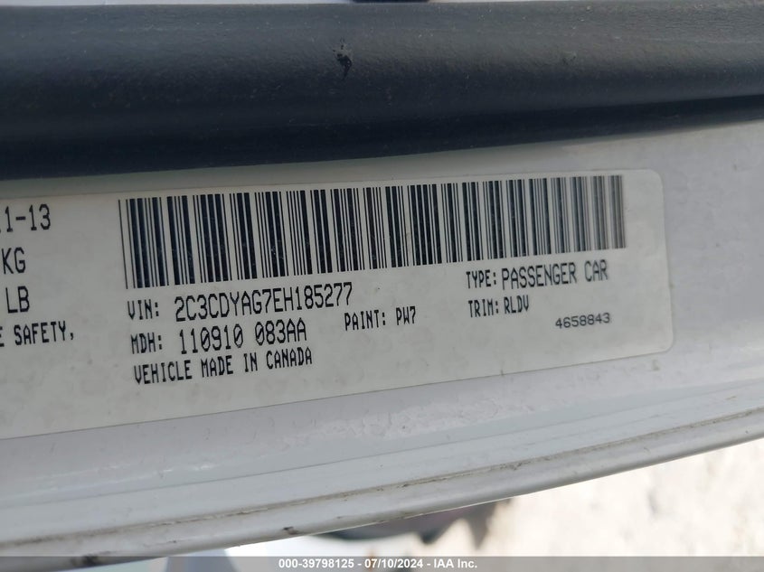 2014 Dodge Challenger Rallye Redline VIN: 2C3CDYAG7EH185277 Lot: 39798125