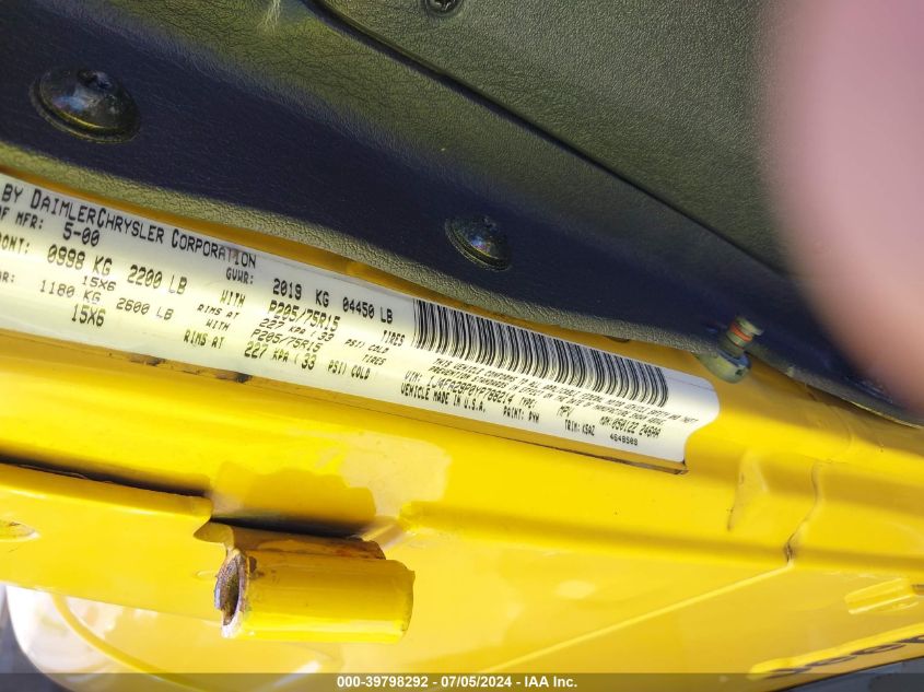 2000 Jeep Wrangler Se VIN: 1J4FA29P0YP788214 Lot: 39798292