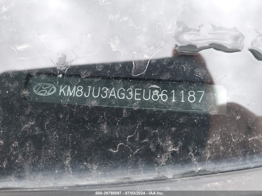 2014 Hyundai Tucson Se VIN: KM8JU3AG3EU861187 Lot: 39798597