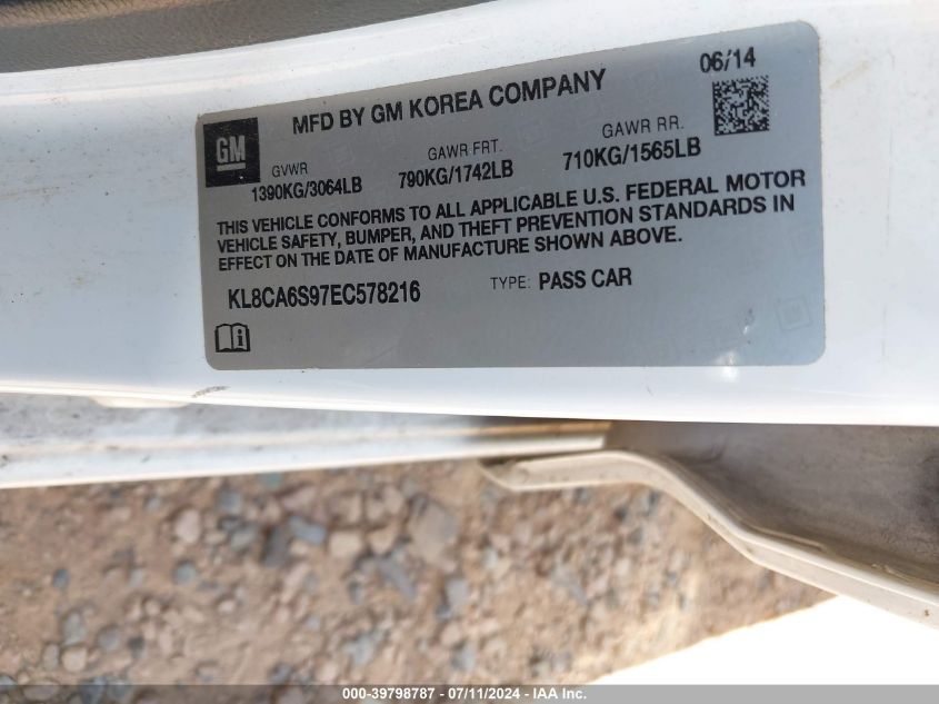 2014 CHEVROLET SPARK LS MANUAL - KL8CA6S97EC578216