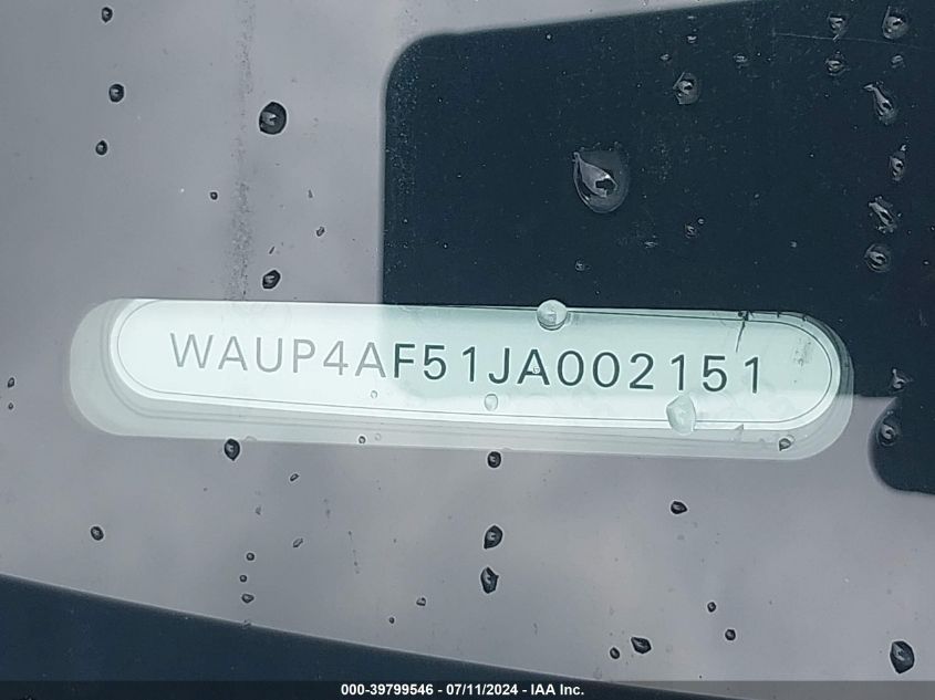 2018 Audi S5 3.0T Premium Plus VIN: WAUP4AF51JA002151 Lot: 39799546