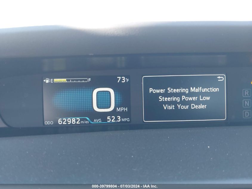 2019 Toyota Prius Le VIN: JTDKARFU3K3082411 Lot: 39799804