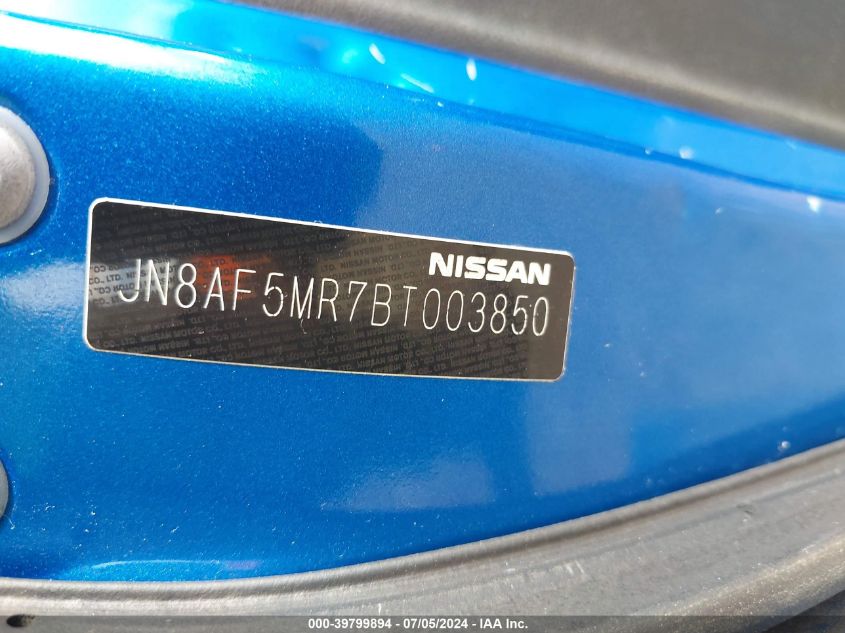 2011 Nissan Juke Sv VIN: JN8AF5MR7BT003850 Lot: 39799894