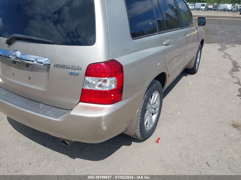 2006 Toyota Highlander Hybrid V6 VIN: JTEDW21A260003148 Lot: 39799937