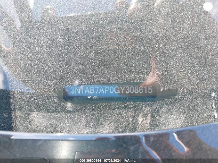 2016 Nissan Sentra Sv VIN: 3N1AB7AP0GY308615 Lot: 39800154