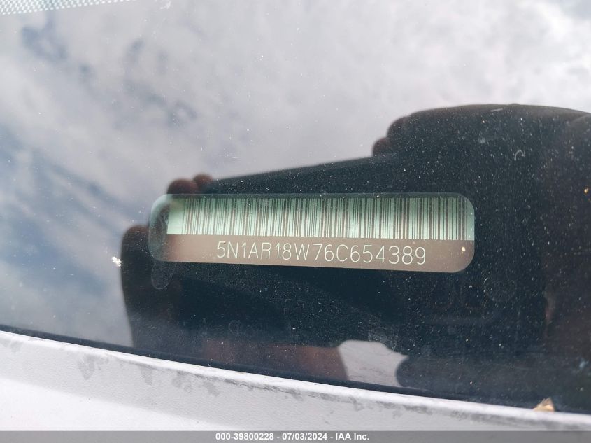 2006 Nissan Pathfinder Se VIN: 5N1AR18W76C654389 Lot: 39800228