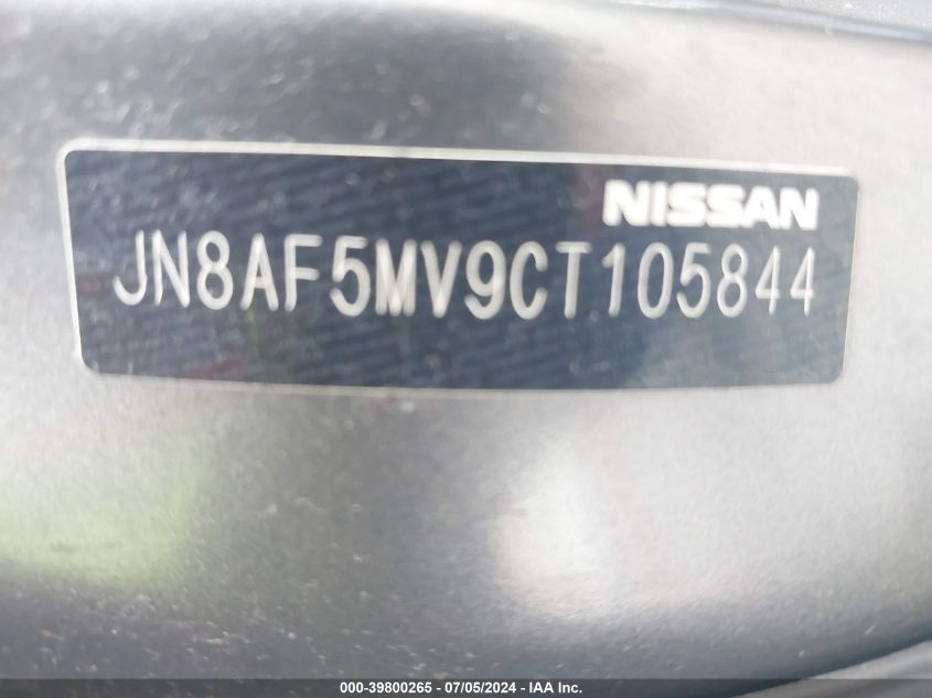 2012 Nissan Juke Sl VIN: JN8AF5MV9CT105844 Lot: 39800265