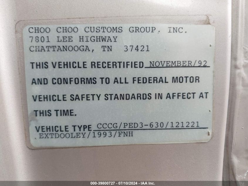 1993 Chevrolet Gmt-400 C3500 VIN: 1GBHC39N0PE121221 Lot: 39800727