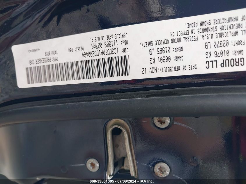 2013 Dodge Dart Se VIN: 1C3CDFAA1DD200464 Lot: 39801305