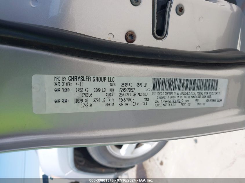 2011 Jeep Grand Cherokee Laredo VIN: 1J4RR4GG1BC690215 Lot: 39801376