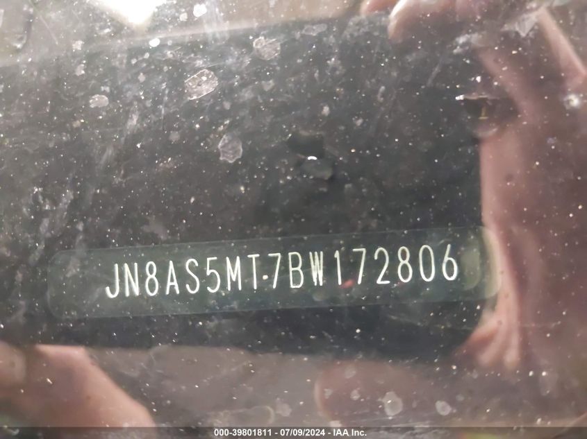 2011 Nissan Rogue S VIN: JN8AS5MT7BW172806 Lot: 39801811