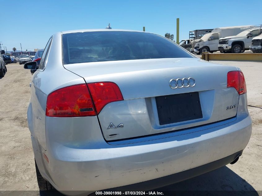 2007 Audi A4 2.0T VIN: WAUAF78E47A209819 Lot: 39801998