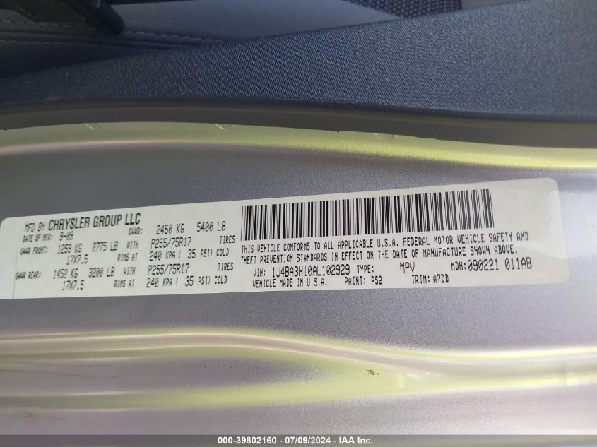 2010 Jeep Wrangler Unlimited Sport VIN: 1J4BA3H10AL102929 Lot: 39802160