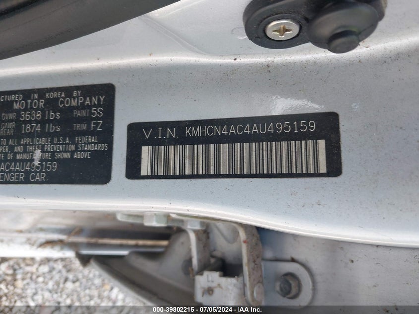 2010 Hyundai Accent Gls VIN: KMHCN4AC4AU495159 Lot: 39802215