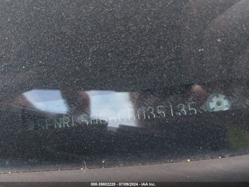 2012 Honda Odyssey Ex-L VIN: 5FNRL5H66CB035135 Lot: 39802228