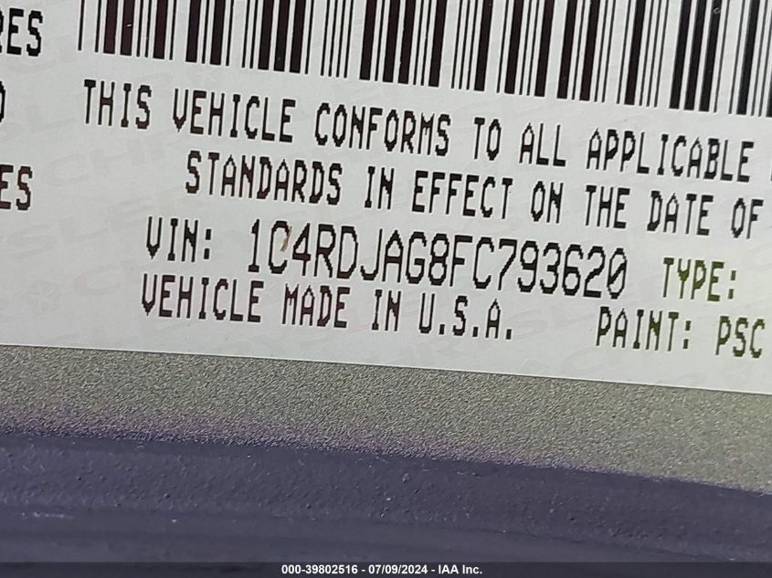 1C4RDJAG8FC793620 2015 Dodge Durango Sxt