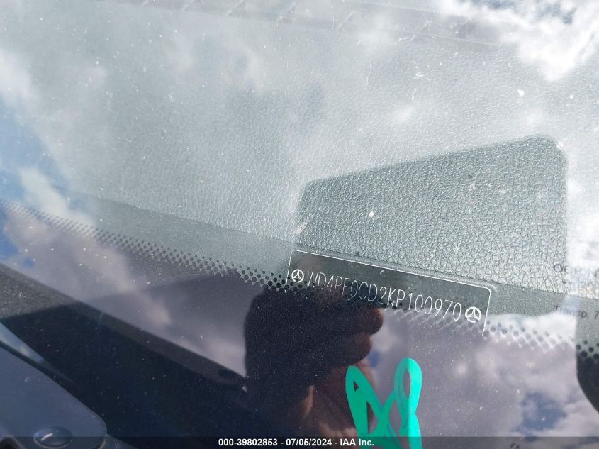 2019 Mercedes-Benz Sprinter 2500 High Roof V6/Standard Roof V6 VIN: WD4PF0CD2KP100970 Lot: 39802853