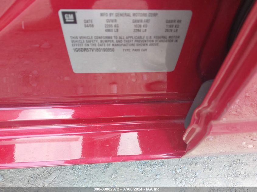 2008 Cadillac Cts Standard VIN: 1G6DR57V180190850 Lot: 39802972