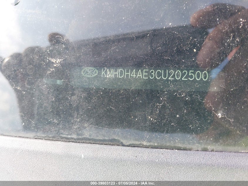 2012 Hyundai Elantra Limited (Ulsan Plant) VIN: KMHDH4AE3CU202500 Lot: 39803123