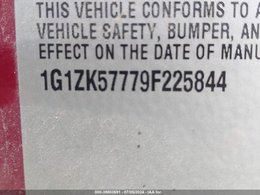 2009 Chevrolet Malibu Ltz VIN: 1G1ZK57779F225844 Lot: 39803691