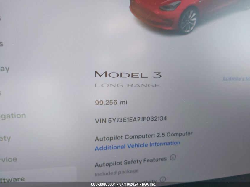 5YJ3E1EA2JF032134 2018 Tesla Model 3 Long Range/Mid Range