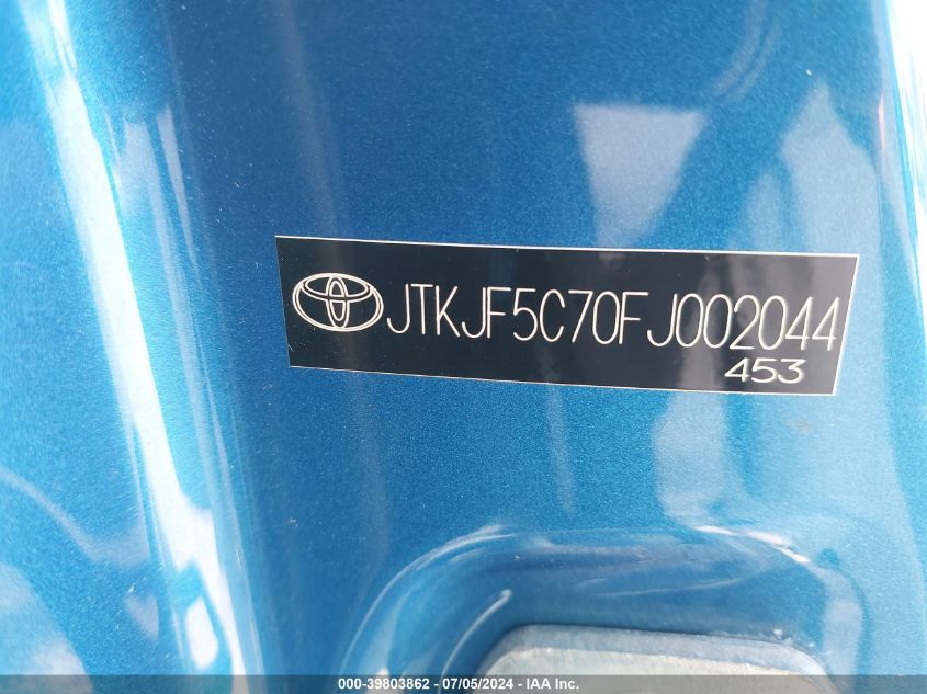 2015 Scion Tc VIN: JTKJF5C70FJ002044 Lot: 39803862