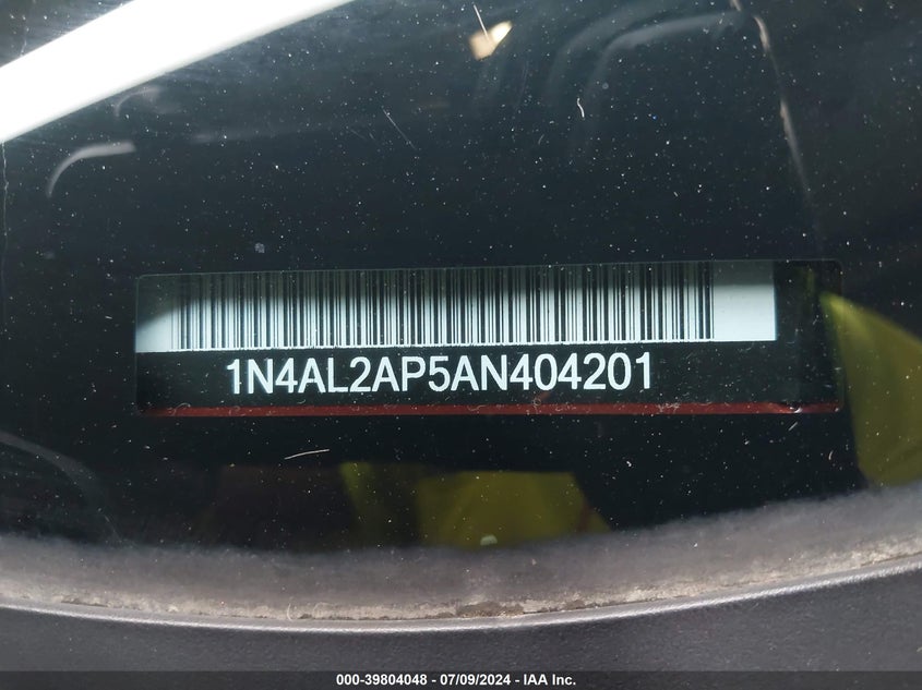 2010 Nissan Altima 2.5 S VIN: 1N4AL2AP5AN404201 Lot: 39804048