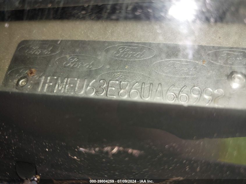 2006 Ford Explorer Xlt VIN: 1FMEU63E86UA66992 Lot: 39804259