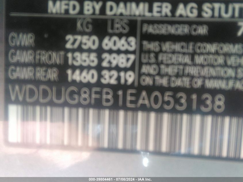 2014 Mercedes-Benz S 550 4Matic VIN: WDDUG8FB1EA053138 Lot: 39804461