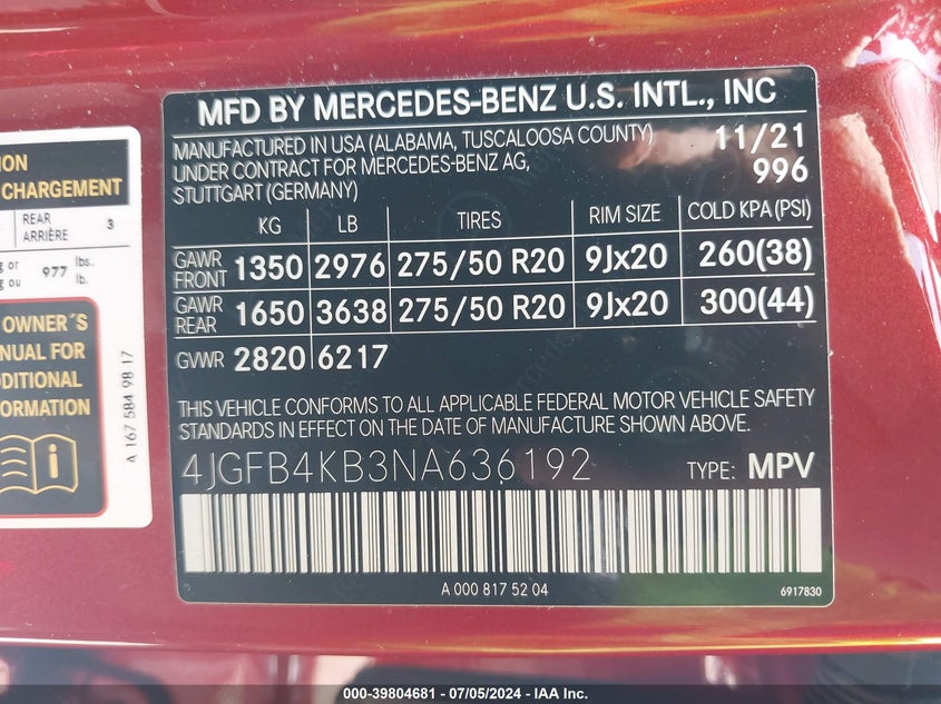 2022 MERCEDES-BENZ GLE 350 4MATIC VIN: 4JGFB4KB3NA636192