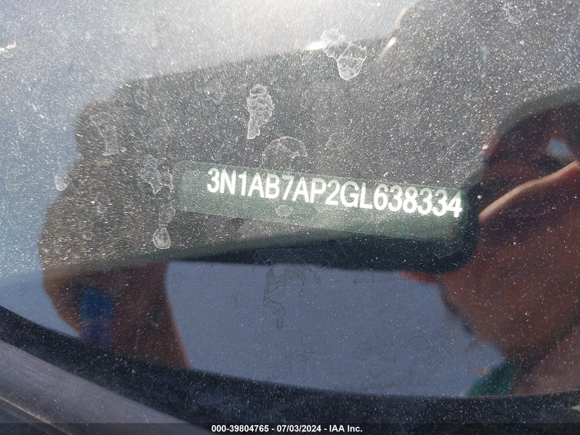 2016 Nissan Sentra Fe+ S/S/Sl/Sr/Sv VIN: 3N1AB7AP2GL638334 Lot: 39804765