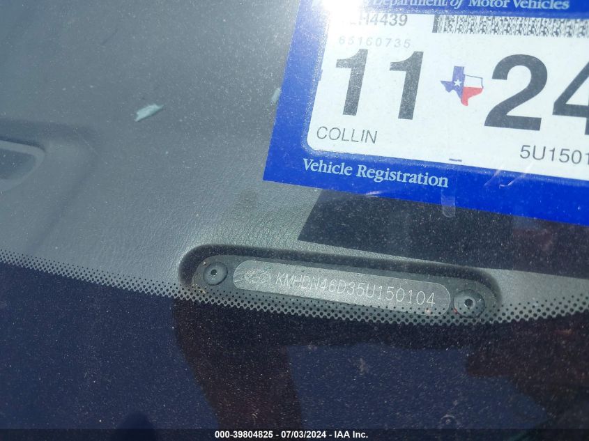 2005 Hyundai Elantra Gls/Gt VIN: KMHDN46D35U150104 Lot: 39804825