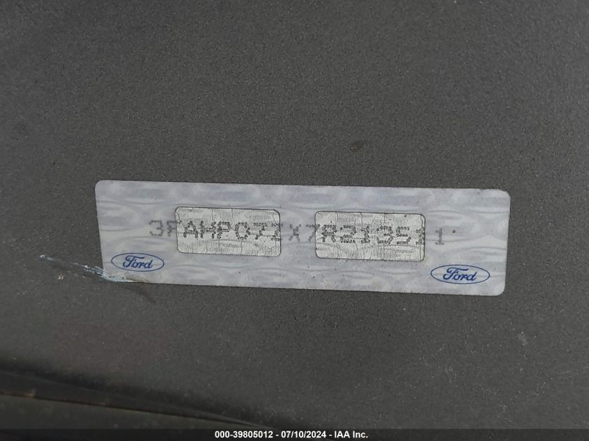 2007 Ford Fusion Se VIN: 3FAHP07ZX7R213511 Lot: 39805012