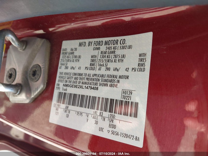 2020 FORD TRANSIT CONNECT XL PASSENGER - NM0GE9E2XL1479408