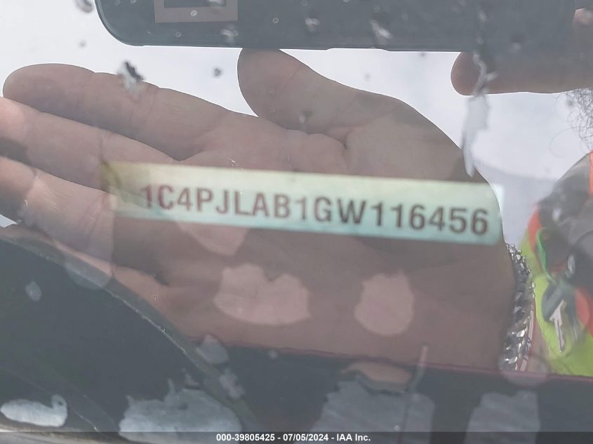 2016 Jeep Cherokee Sport VIN: 1C4PJLAB1GW116456 Lot: 39805425