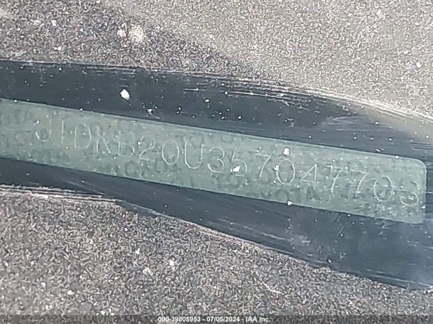 2005 Toyota Prius VIN: JTDKB20U357047703 Lot: 39805953