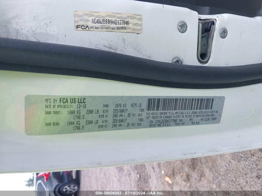 2017 JEEP COMPASS HIGH ALTITUDE 4X4 - 1C4NJDEB9HD177946