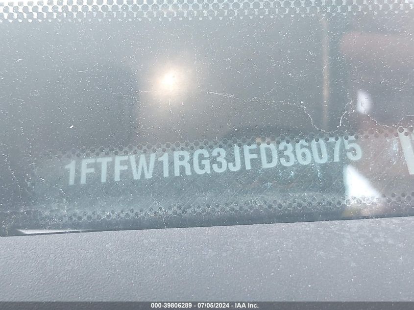 2018 Ford F-150 Raptor VIN: 1FTFW1RG3JFD36075 Lot: 39806289