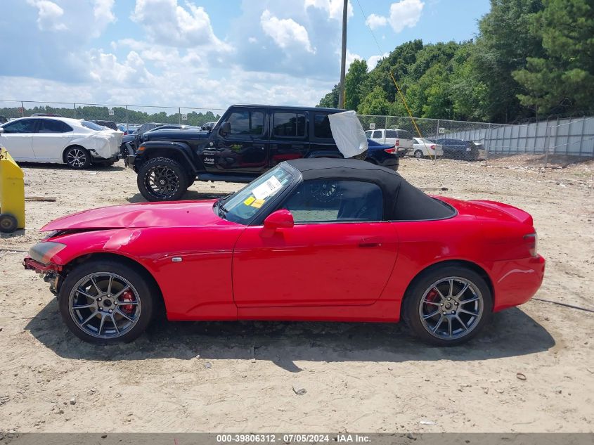 2000 Honda S2000 VIN: JHMAP1143YT005144 Lot: 39806312