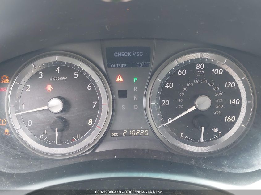 2008 Lexus Es 350 VIN: JTHBJ46G582210139 Lot: 39806419