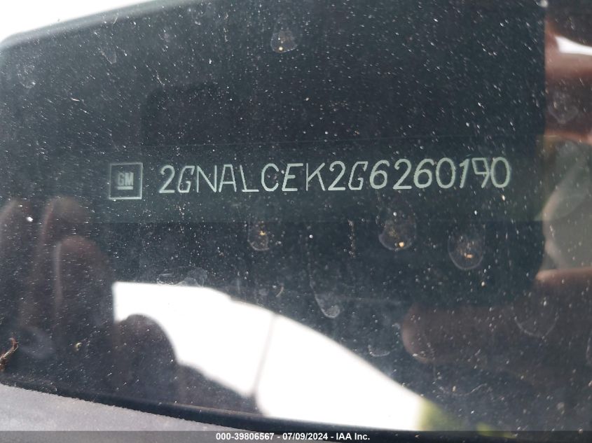 2016 Chevrolet Equinox Lt VIN: 2GNALCEK2G6260190 Lot: 39806567