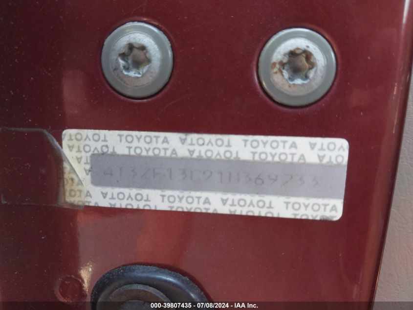 2001 Toyota Sienna Le VIN: 4T3ZF13C21U369733 Lot: 39807435