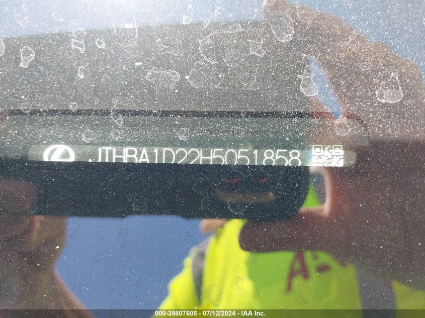 2017 Lexus Is 200T VIN: JTHBA1D22H5051858 Lot: 39807605