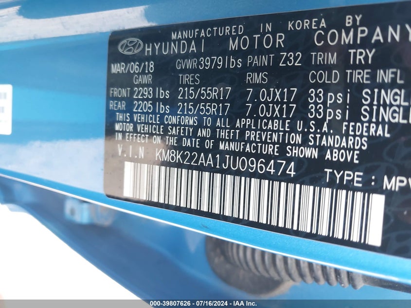 2018 HYUNDAI KONA SEL - KM8K22AA1JU096474