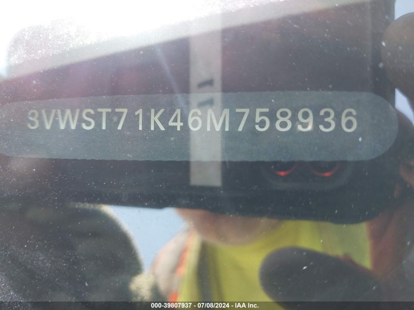 2006 Volkswagen Jetta Tdi VIN: 3VWST71K46M758936 Lot: 39807937