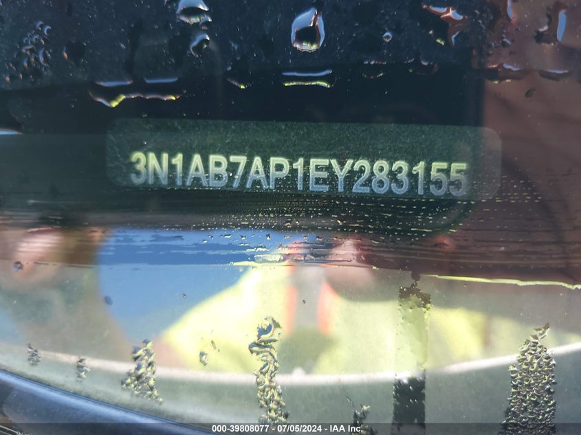 2014 Nissan Sentra Sv VIN: 3N1AB7AP1EY283155 Lot: 39808077