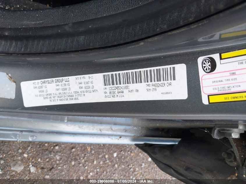 2012 Dodge Avenger Se VIN: 1C3CDZAB5CN110351 Lot: 39808088