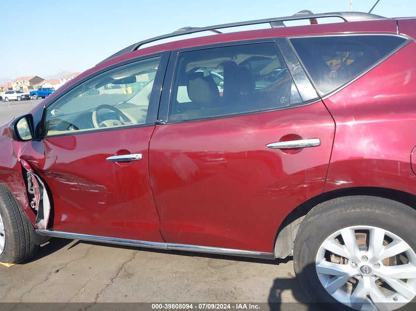 2012 Nissan Murano Sl VIN: JN8AZ1MW0CW226382 Lot: 39808094