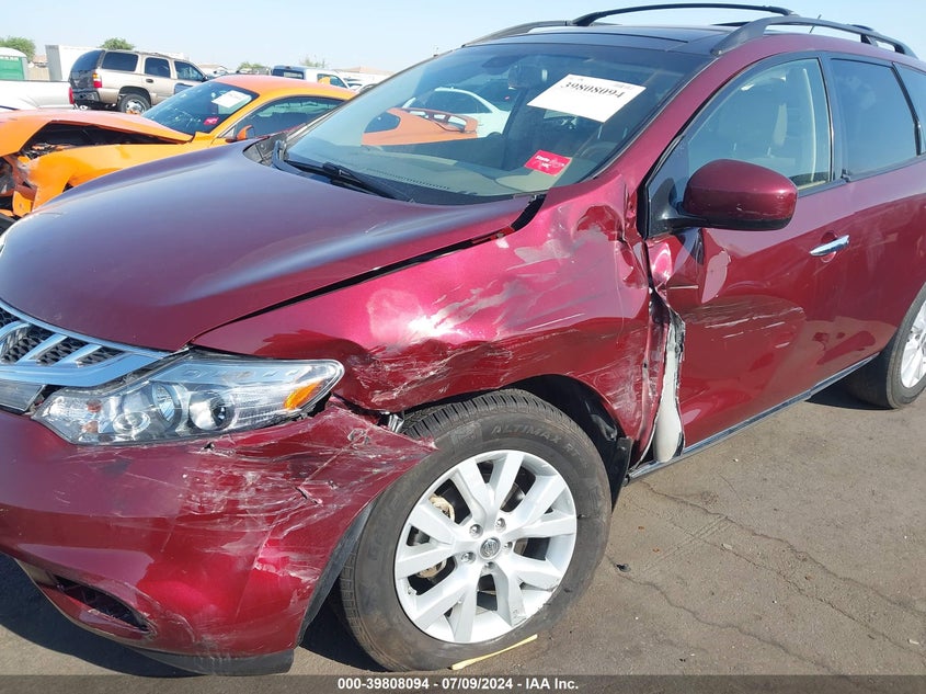 2012 Nissan Murano Sl VIN: JN8AZ1MW0CW226382 Lot: 39808094